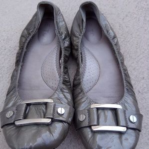 Me Too Silver Patent Leather Shiny Ballerina Flats